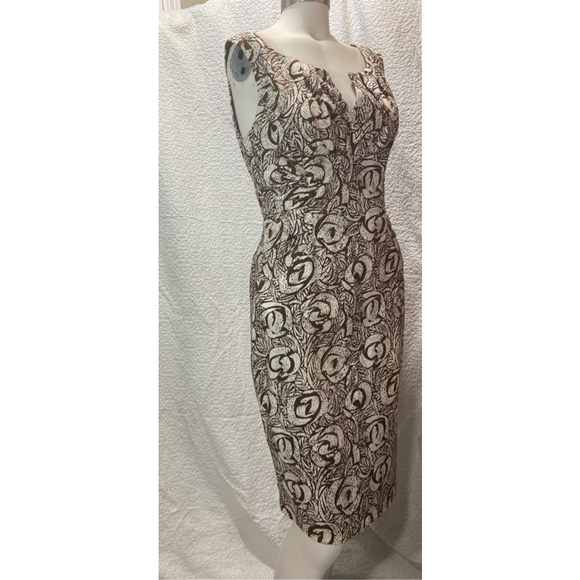 Adrianna Papell Sleeveless Sheath Dress Women's 8 Brown White Floral Career - Picture 5 of 13